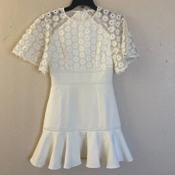 free people intimates lace dress Ivory Lace-Trimmed Flowy Mini Dress